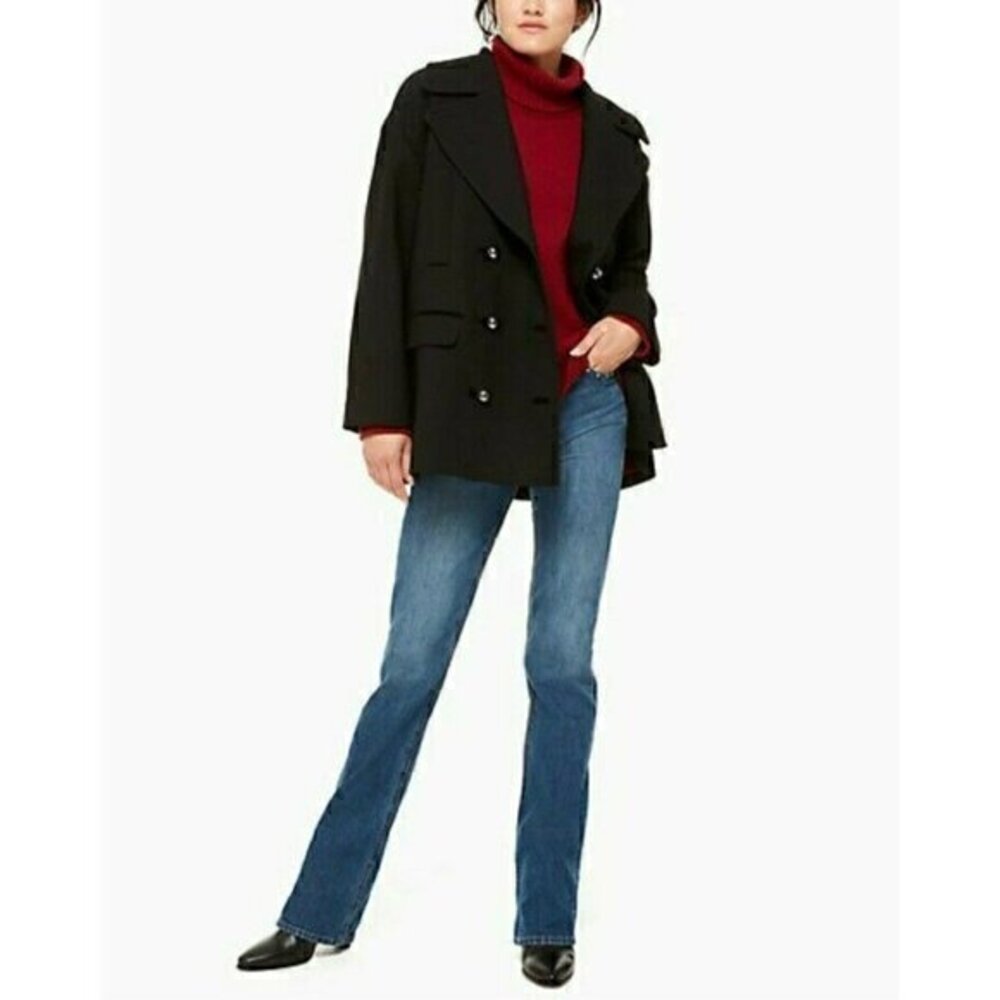 Kate Spade Women's Double-breasted Broome Street Modern Black Wool Peacoat Sz XS